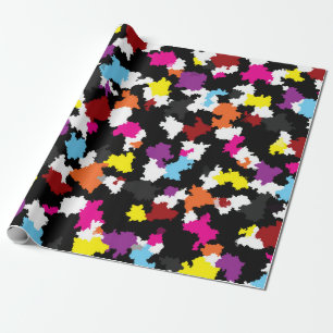 Black Colourful Irregular Abstract Wrapping Paper