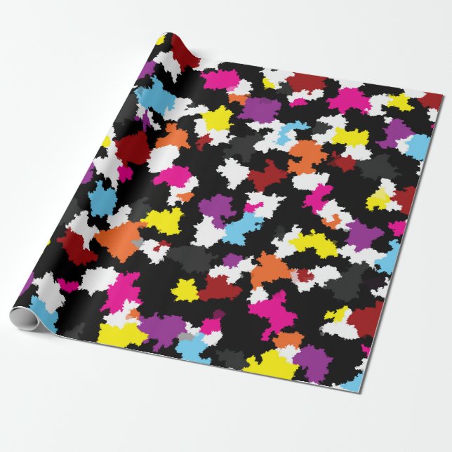 Black Colourful Irregular Abstract Wrapping Paper (Unrolled)