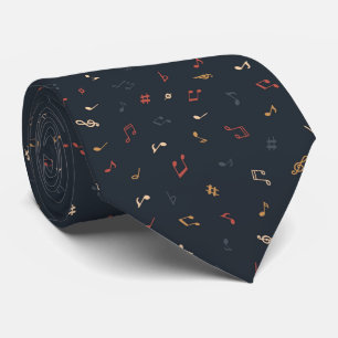 Black Colourful multicolor music note  Tie