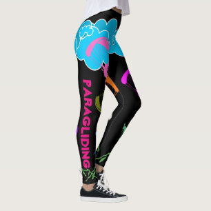 Black colourful paraglider leggings
