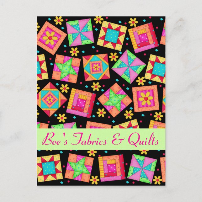 Black Colourful Patchwork Quilt Store Announcement (Front)
