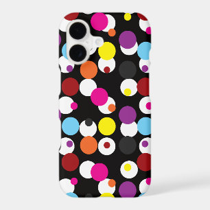 Black Colourful Polka Dots Surface Pattern Design