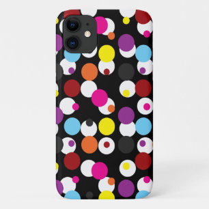 Black Colourful Polka Dots Surface Pattern Design iPhone 11 Case