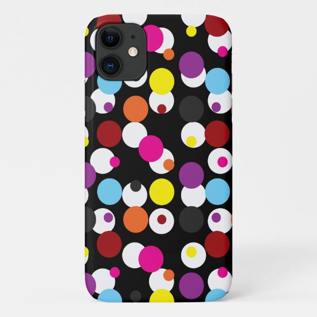 Black Colourful Polka Dots Surface Pattern Design Case-Mate iPhone Case (Back)
