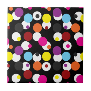 Black Colourful Polka Dots Surface Pattern Design Ceramic Tile