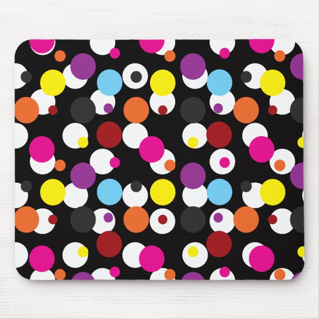 Black Colourful Polka Dots Surface Pattern Design Mouse Pad (Front)