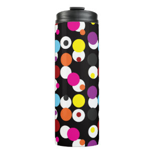 Black Colourful Polka Dots Surface Pattern Design Thermal Tumbler