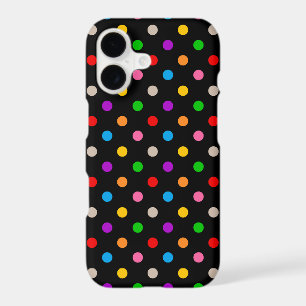 Black Colourful Rainbow Polka Dots Design