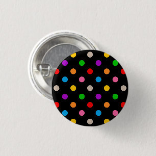 Black Colourful Rainbow Polka Dots Design 3 Cm Round Badge