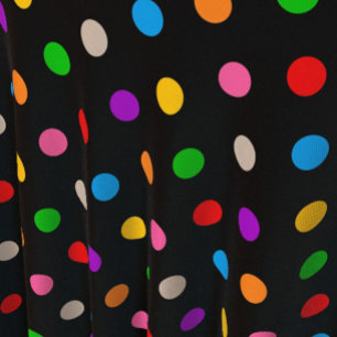 Black Colourful Rainbow Polka Dots Design Fabric