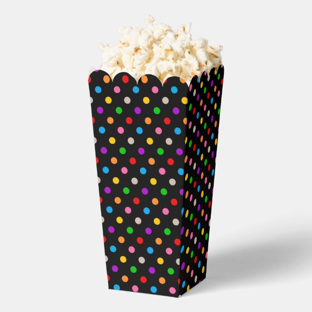 Black Colourful Rainbow Polka Dots Design  Favour Box (Popped)