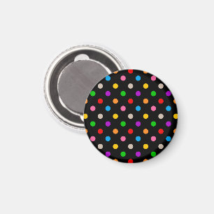 Black Colourful Rainbow Polka Dots Design Magnet
