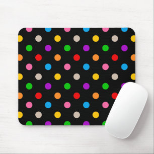 Black Colourful Rainbow Polka Dots Design Mouse Pad