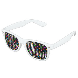 Black Colourful Rainbow Polka Dots Design Retro Sunglasses