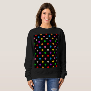 Black Colourful Rainbow Polka Dots Design Sweatshirt