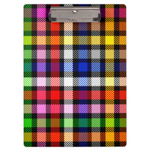 Black Colourful Twill Plaid Tartan Design  Clipboard