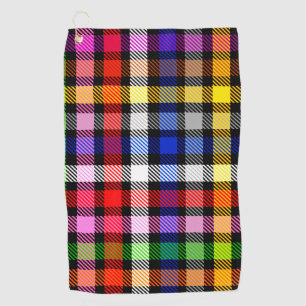 Black Colourful Twill Plaid Tartan Design  Golf Towel