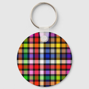 Black Colourful Twill Plaid Tartan Design Key Ring