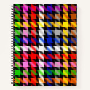Black Colourful Twill Plaid Tartan Design Notebook