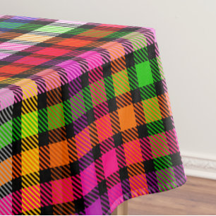 Black Colourful Twill Plaid Tartan Design  Tablecloth