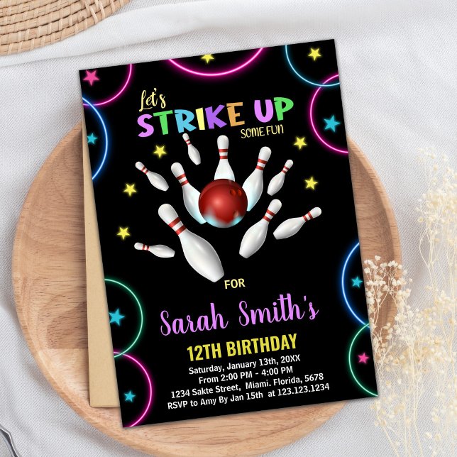 Black Colours Rainbow Bowling Birthday Invitations (Black Colors Rainbow Bowling Birthday Invitations)