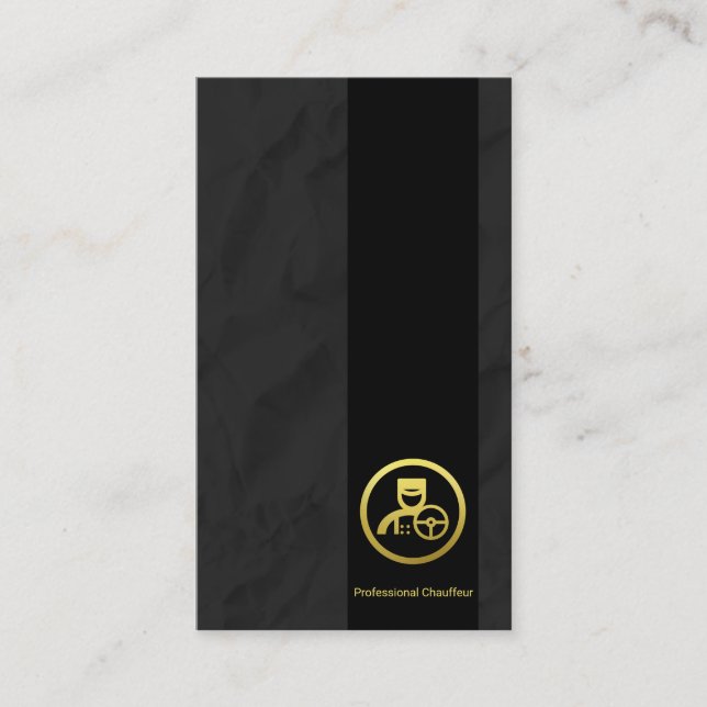 Black Column Black Paper Crease Grunge Chauffeur Business Card (Front)