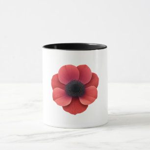Black Combo Mug - Anemone Flower