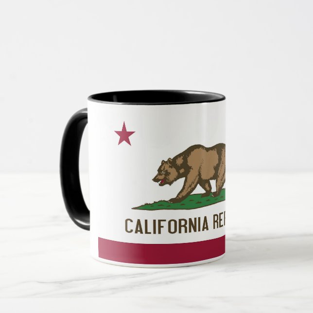 Black Combo Mug with flag of California, USA (Front Left)