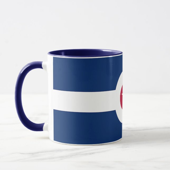 Black Combo Mug with flag of Indianapolis, USA (Left)