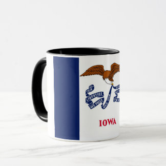 Black Combo Mug with flag of Iowa, USA
