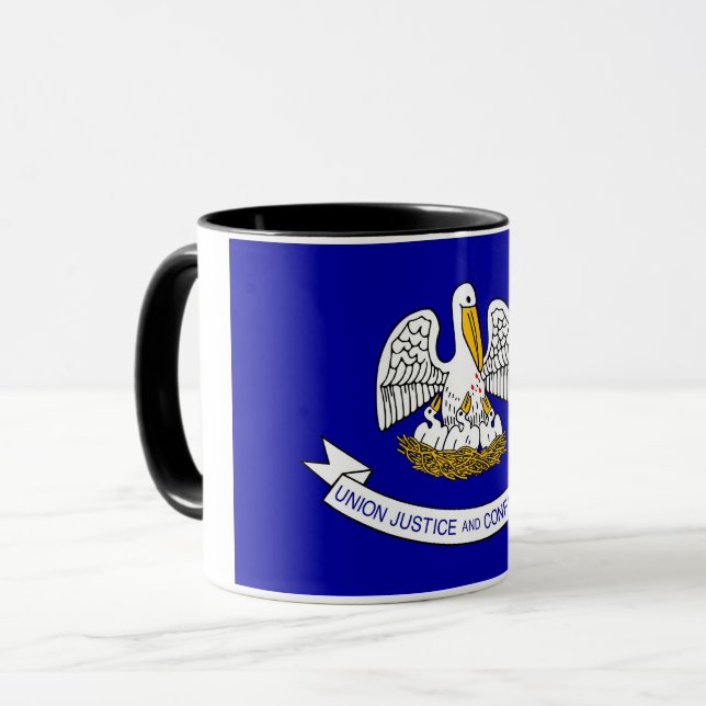 Black Combo Mug with flag of Louisiana, USA (Front Left)