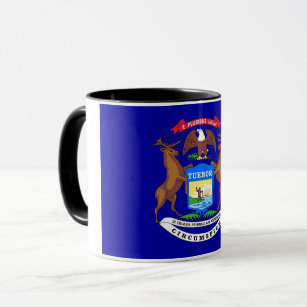 Black Combo Mug with flag of Michigan, USA