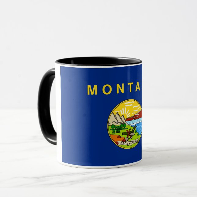 Black Combo Mug with flag of Montana, USA (Front Left)