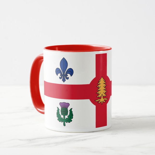 Black Combo Mug with flag of Montreal, Quebec (Front Left)