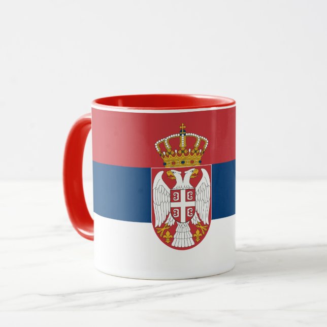 Black Combo Mug with flag of Serbia (Front Left)