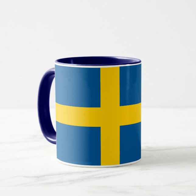 Black Combo Mug with flag of Sweden (Front Left)