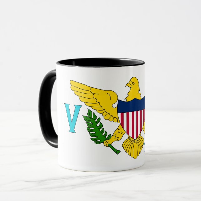 Black Combo Mug with flag of Virgin Islands, USA (Front Left)