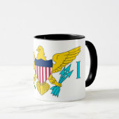 Black Combo Mug with flag of Virgin Islands, USA (Front Right)