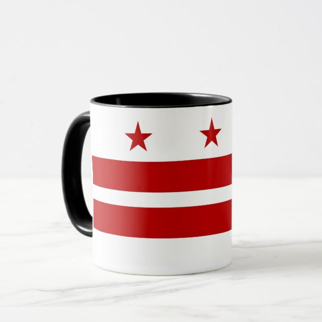 Black Combo Mug with flag of Washington DC, USA (Front Left)