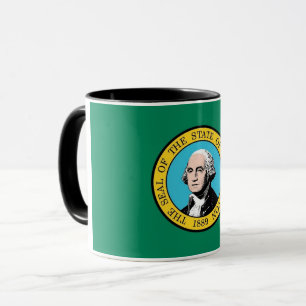 Black Combo Mug with flag of Washington State, USA