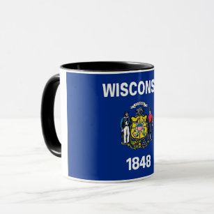 Black Combo Mug with flag of Wisconsin, USA