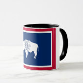 Black Combo Mug with flag of Wyoming, USA (Front Right)