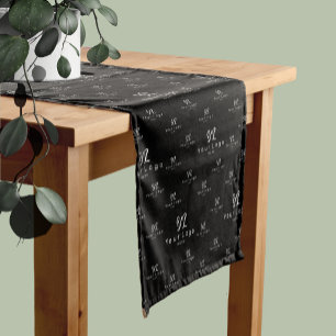 Black Company Logo pattern, Business Trade Show Short Table Runner