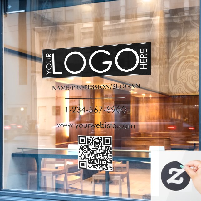 Black Company Logo Storefront QR Code Contact Info (Cafe Window)