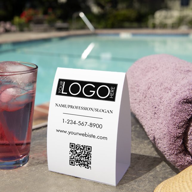 Black Company Logo Storefront QR Code Contact Info (Insitu(On Table))