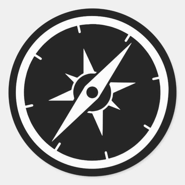 Black Compass Classic Round Sticker (Front)