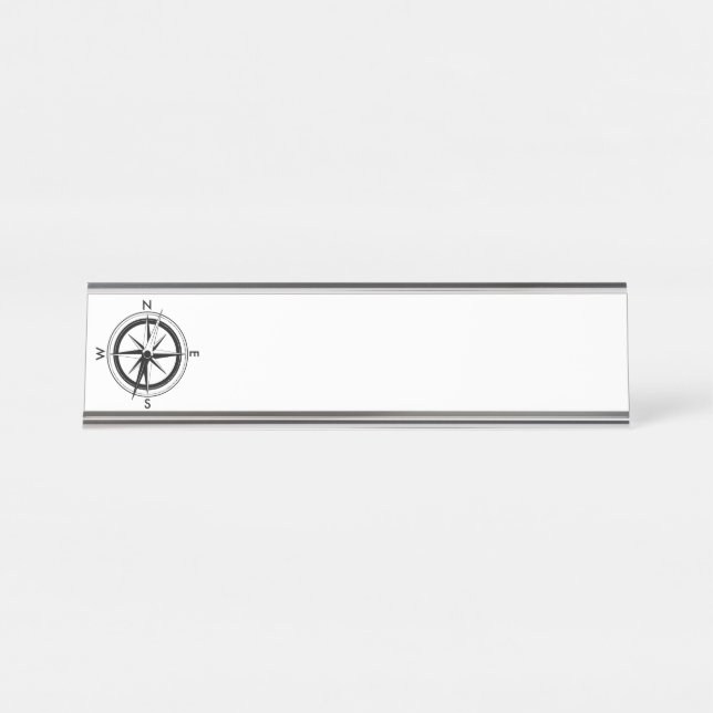 Black Compass Desk Name Plate (Front)