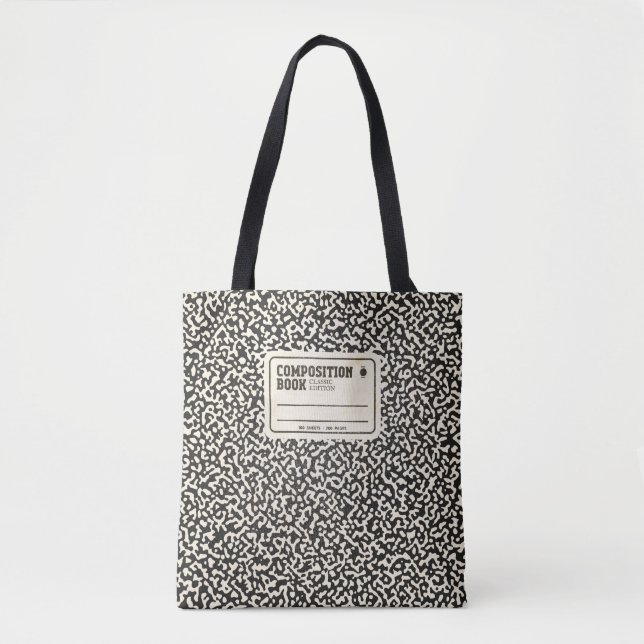 Black Composition Notebook with Label Tote Bag (Front)