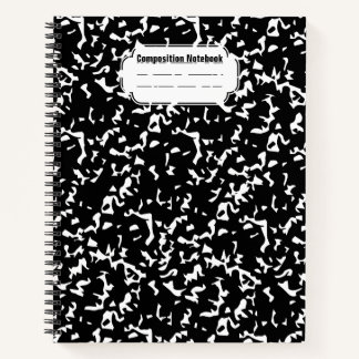 black composition spiral notebook