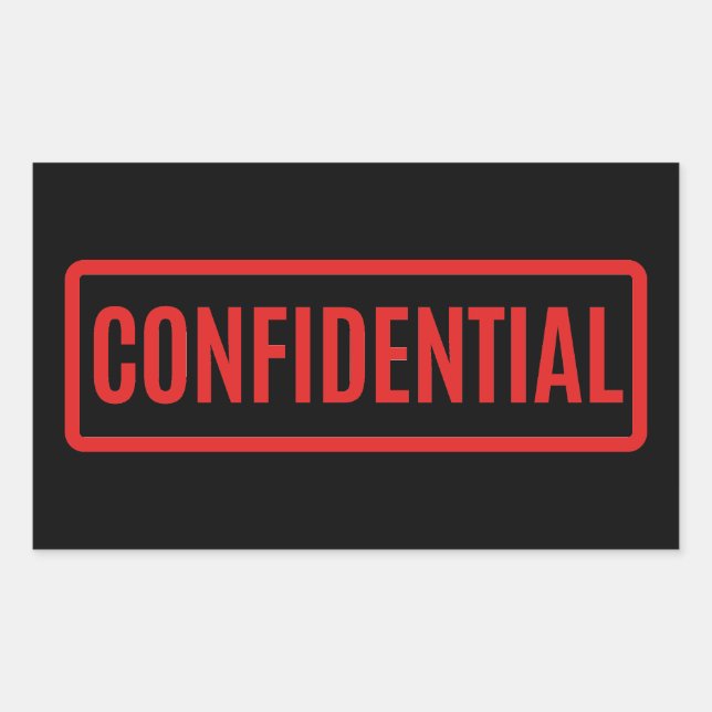 Black Confidential Rectangular Sticker (Front)